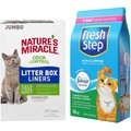 Nature's Miracle Odor Control Cat Litter Box Liners, Jumbo, 27 count + Fresh Step Febreze Scented Non-Clumping Clay Cat Litter, 14-lb bag