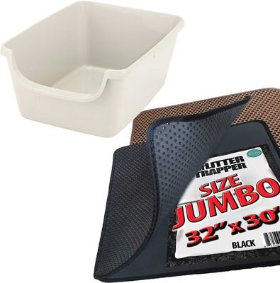 iPrimio Cat Litter Trapper EZ Clean Mat, Black, Jumbo + Frisco High Sided Cat Litter Box, Extra Large 24-in, slide 1 of 1