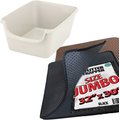 iPrimio Cat Litter Trapper EZ Clean Mat, Black, Jumbo + Frisco High Sided Cat Litter Box, Gray, Extra Large 24-in