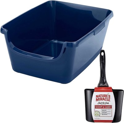 Nature's Miracle Just For Cats Litter Scoop & Caddy + Frisco High Sided Cat Litter Box, Navy, Extra Large 24-in, slide 1 of 1