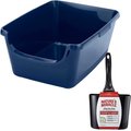 Nature's Miracle Just For Cats Litter Scoop & Caddy + Frisco High Sided Cat Litter Box, Navy, Extra Large 24-in