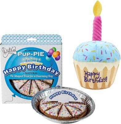 Frisco Plush Birthday Cupcake with Squeaker Dog Toy + The Lazy Dog Cookie Co. Happy Birthday Pup-PIE Dog Treat, Boy, slide 1 of 1