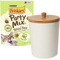 Friskies Party Mix Natural Yums Catnip Flavor Cat Treats, 6-oz bag + Frisco Melamine Dog & Cat Treat Jar with Bamboo Lid, 8 Cups