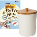 Friskies Party Mix Natural Yums with Real Tuna Cat Treats, 6-oz bag + Frisco Melamine Dog & Cat Treat Jar with Bamboo Lid, 8 Cups