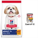 Hill's Science Diet Adult 7+ Small Bites Chicken Meal, Barley & Rice Recipe Dry Dog Food, 5-lb bag + Hill's Science Diet Adult 7+ Chicken & Barley Entree Canned Dog Food, 13-oz, case of 12