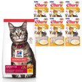 Hill's Science Diet Adult Chicken Recipe Dry Cat Food, 16-lb bag + Inaba Churu Grain-Free Chicken Puree Lickable Cat Treat, 0.5-oz tube, pack of 24
