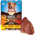Kibbles 'n Bits Meaty Middles Prime Rib Flavor Dry Dog Food, 16.5-lb bag + Bones & Chews Pig Ear Chews Dog Treats, 1 count