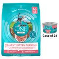 Purina ONE Healthy Kitten Formula Dry Cat Food, 16-lb bag + Purina ONE Healthy Kitten Chicken & Salmon Recipe Pate Wet Cat Food, 3-oz, case of 24