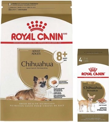 Royal Canin Breed Health Nutrition Chihuahua 8+ Adult Dry Dog Food, 2.5-lb bag + Royal Canin Chihuahua Adult Canned Dog Food, 3-oz, pack of 4, slide 1 of 1
