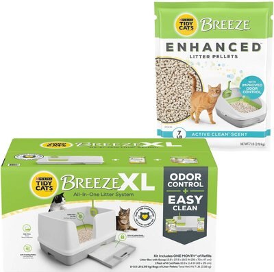 Tidy Cats Breeze XL All-In-One Cat Litter Box System + Tidy Cats Breeze Cat Litter Enhanced Pellets Refill, 7-lb bag, slide 1 of 1