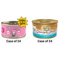 Tiny Tiger Chunks in Gravy Salmon & Whitefish Recipe Grain-Free Canned Cat Food, 3-oz, case of 24 + Fancy Feast Gravy Lovers Salmon & Sole Feast in Seared Salmon Flavor Gravy Canned Cat Food, 3-oz, case of 24