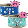 Tiny Tiger Pate Whitefish and Tuna Recipe Grain-Free Canned Cat Food, 3-oz, case of 24 + Tiny Tiger Pate Seafood Recipe Grain-Free Canned Cat Food, 3-oz, case of 24