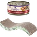 Wellness CORE Signature Selects Flaked Skipjack Tuna & Wild Salmon Entree in Broth Grain-Free Canned Cat Food, 5.3-oz, case of 12 + Frisco Wave Cat Scratcher Toy with Catnip, Tropical Palms