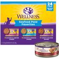 Wellness Seafood Pate Favorites Canned Cat Food, 3-oz, case of 24 + Wellness CORE Signature Selects Flaked Skipjack Tuna & Wild Salmon Entree in Broth Grain-Free Canned Cat Food, 5.3-oz, case of 12