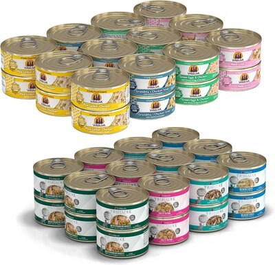 Weruva Paw Lickin' Pals Variety Pack Grain-Free Canned Cat Food, 5.5-oz, case of 24 + Weruva TruLuxe TruSurf Variety Pack Grain-Free Canned Cat Food, 3-oz, case of 24, slide 1 of 1