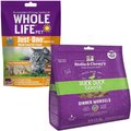 Whole Life Just One Ingredient Pure Chicken Breast Freeze-Dried Cat Treats, 4-oz bag + Stella & Chewy's Duck Duck Goose Dinner Morsels Freeze-Dried Raw Cat Food, 18-oz bag