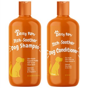Zesty Paws Oatmeal Anti-Itch Dog Shampoo with Aloe Vera & Vitamin E, 16-oz bottle + Zesty Paws Oatmeal Anti-Itch Conditioner with Aloe Vera & Organic Shea Butter for Dogs, 16-oz bottle