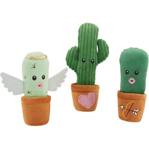 Frisco Cactus Plush Squeaky Dog Toy, 3 count
