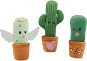 Frisco Valentine Cactus Plush Squeaky Dog Toy, 3 count