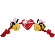Frisco Valentine Bee Mine Plush with Rope Squeaky Dog Toy