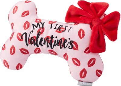 Frisco Valentine My First Valentine's Bone Reversible Plush Squeaky Dog Toy, slide 1 of 1