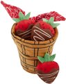 Frisco Valentine Strawberry Basket Plush Cat Toy with Catnip, 4 count
