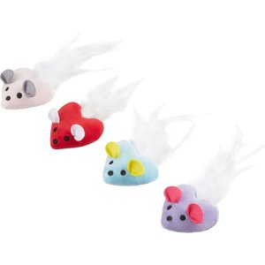 Frisco Heart Mice Plush Cat Toy with Catnip, 4 count