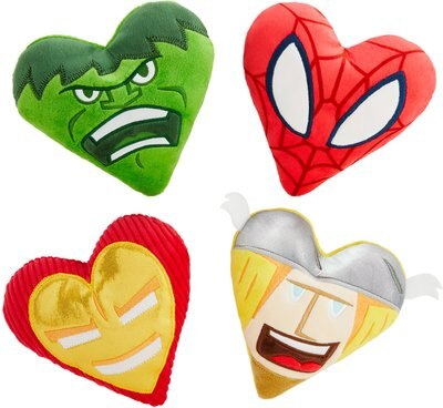 Marvel 's Valentine Candy Heart Heroes Plush Squeaky Dog Toy, 4 count, slide 1 of 1