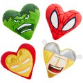 Marvel 's Valentine Candy Heart Heroes Plush Squeaky Dog Toy, 4 count