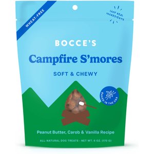 Bocce's Bakery Campfire S'mores Peanut Butter, Carob & Vanilla Recipe Dog Treats, 6-oz bag