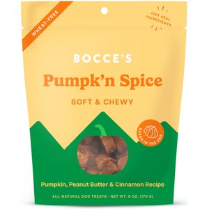 Bocce's Bakery Pumpk'n Spice Pumpkin, PB & Cinnamon Recipe Dog Treats, 6-oz bag