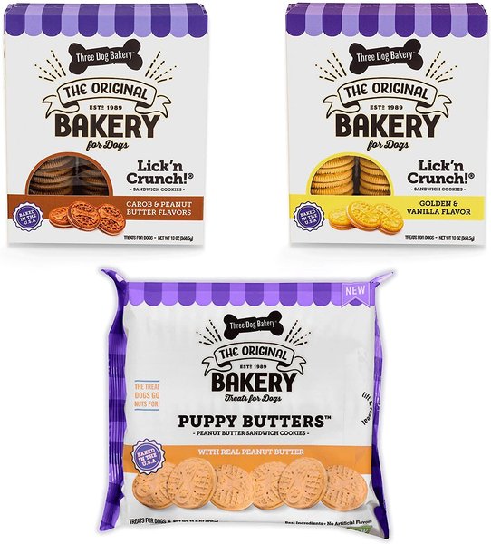Three Dog Bakery Sandwich Cookie Variety Pack Dog Treats, 37.8-oz pack slide 1 of 2