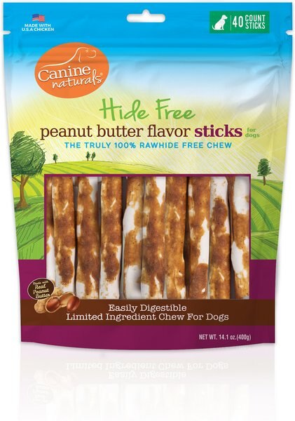Canine Naturals Hide Free 5-inch Peanut Butter Flavor Stick Dog Chew, 40 count slide 1 of 8