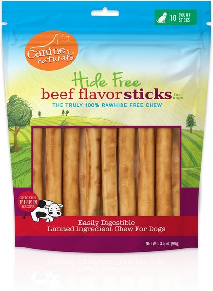 Canine Naturals Hide Free 5-inch Beef Flavor Stick Dog Chew, 10 count slide 1 of 8