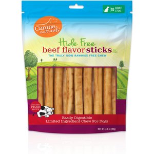 Canine Naturals Hide Free 5-inch Beef Flavor Stick Dog Chew, 10 count