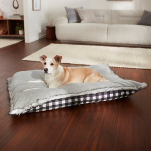 Frisco Buffalo Check Pillow Dog & Cat Bed, Black & White,  XX-Large