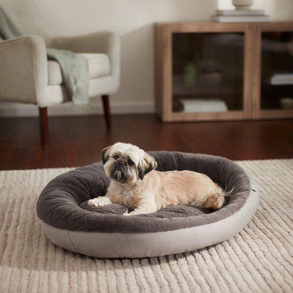 Frisco Herringbone Hi-Low Cuddler Dog & Cat Bed, Grey, Medium  slide 1 of 7