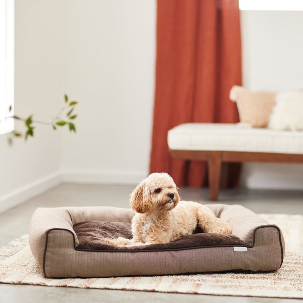 Frisco Herringbone Modern Couch Dog & Cat Bed, Brown, Medium  slide 1 of 7