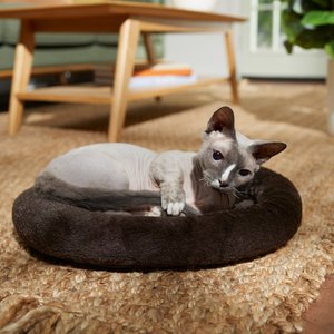 Frisco Self Warming Bolster Round Cat Bed, Brown