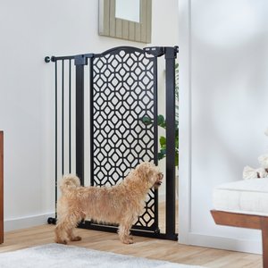 Frisco Metal Geometric Pattern Extra Tall Auto-close Dog  Gate, 41-in, Black