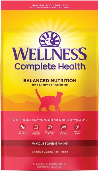 Wellness Complete Health Salmon Adult Dry Cat Food, 10-lb bag slide 1 of 9