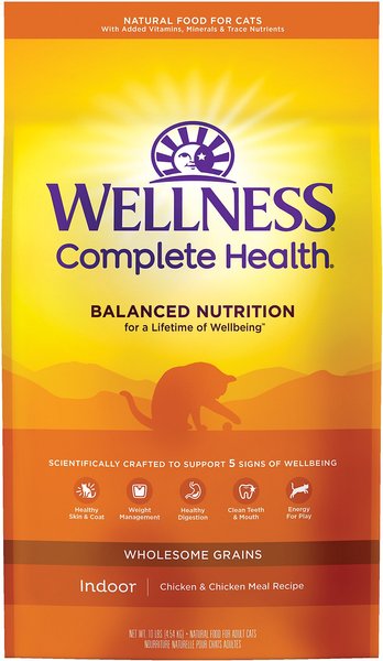 Wellness Complete Health Chicken Indoor Dry Cat Food, 10-lb bag slide 1 of 9
