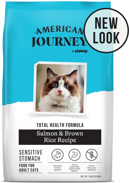 American Journey Sensitive Stomach Total Health Formula Salmon & Brown Rice Recipe Dry Cat Food, 15lb bag slide 1 of 9