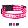 Boulevard Gingham Personalized Dog Collar, Pink, Medium