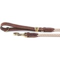 myfamily El Paso Genuine Embossed Italian Leather & Rope Dog Leash, Brown, 6-ft long, 1/2-in wide