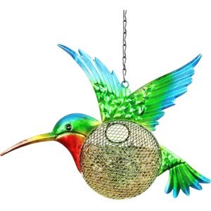 Exhart Solar Hanging Metal Mesh Hummingbird Bird Feeder
