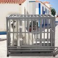 SMONTER Heavy Duty Strong Metal I Shape Dog Crate, Dark Silver, 38-in