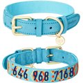 Blueberry Pet Magic Tribal Print Polyester & Soft Genuine Leather Personalized Dog Collar, Medium: 15 to 18-in neck, 1-in wide