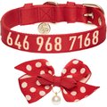 Blueberry Pet The Most Coveted Detachable Bowtie & Pearl Personalized Dog Collar, Red, Small: 9 to 12.5-in, 5/8-in wide