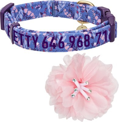 Blueberry Pet Floral Power Lily of the Valley Personalized Dog Collar, slide 1 of 1